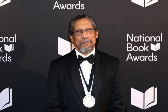 Percival Everett attends the 75th National Book Awards on Nov. 20, 2024 in New York City. The "James" author won the National Book Award for fiction.