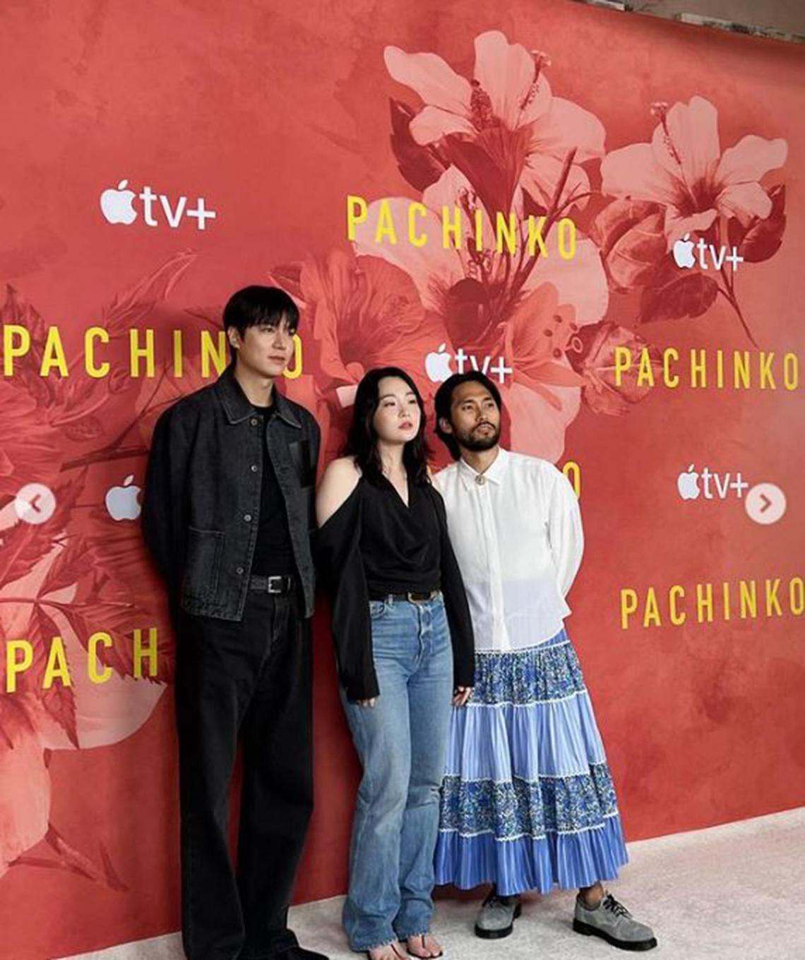 adpachinko23 - (From left) Lee Min-ho, Kim Min-ha and Jin Ha at a press event for Pachinko 2.

source/copyright: Lee Min-ho Instagram
one time use only
upload this pic into Life folder