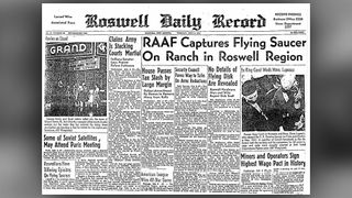 A scan of the Roswell Daily Record newspaper with the headline 
