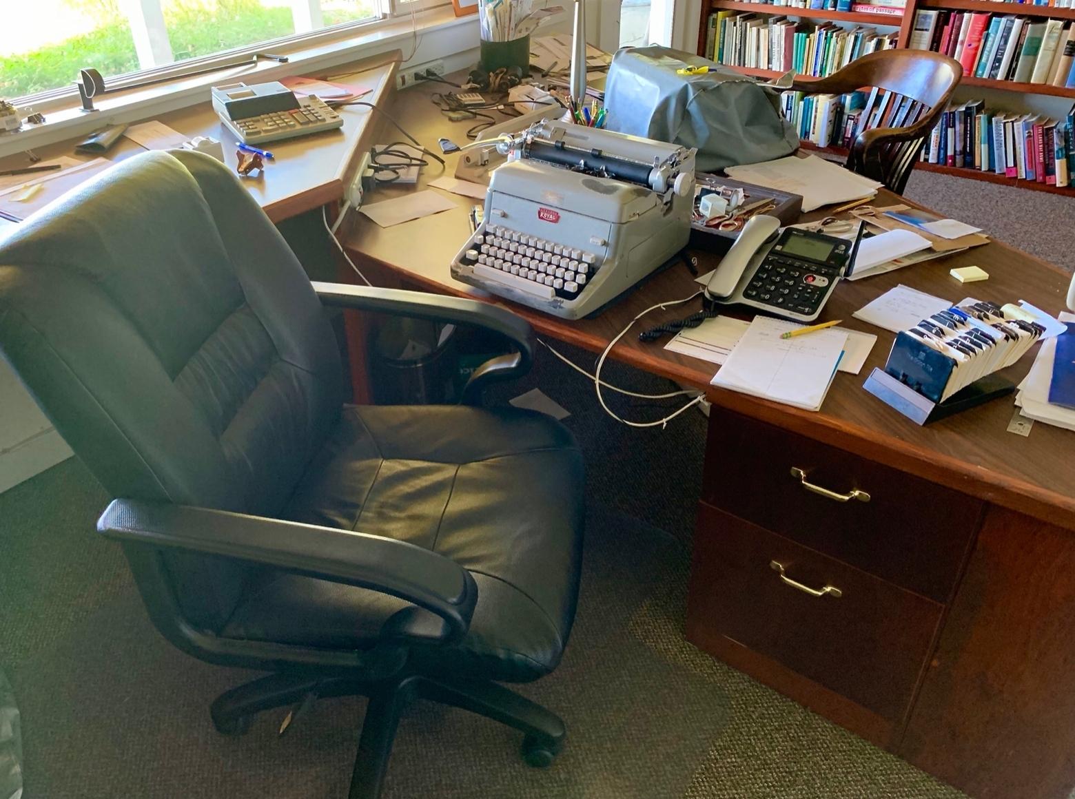 Doig's desk, where he completed five books in eight years, battling through pain, the effects of medicines and a bone marrow transplant. All this and yet critics say these final works contain passages that are among the most incisive and moving of his four-decade long career. Photo by Todd Wilkinson