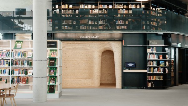 The Silent Room, opened on 12 June 2022, is situated on the top floor of the library alongside the special collection of books and archives. Facing the Future Library forest, it is a small and intimate space, welcoming only a few visitors at a time.