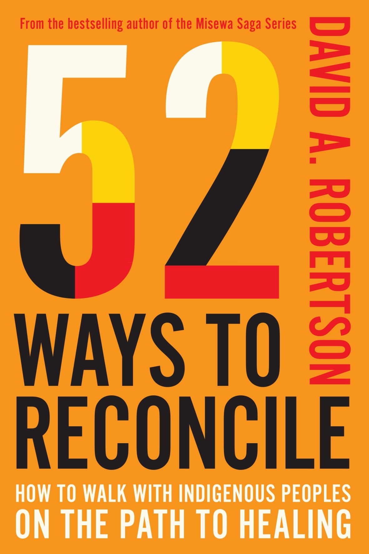 An orange book cover with red, white, black and yellow block letters.